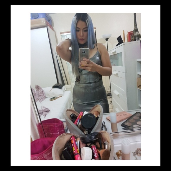 Silver Metallic Sleeveless Bodycon Midi Dress - Picture 5 of 5